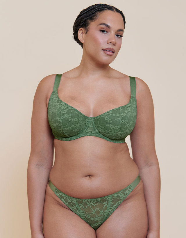 Curvy Kate All Night Lace Scooped Multiway Balcony Bra Dusky Green