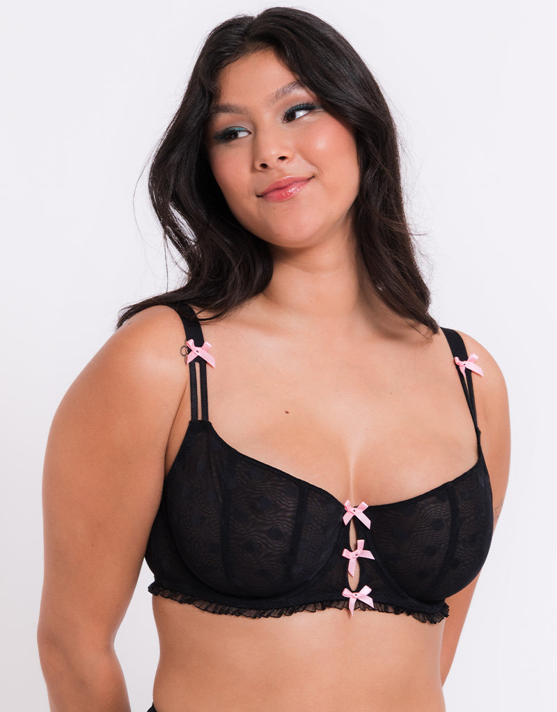 Buy Gorgeous Recycled Lace Balcony Bra In Black