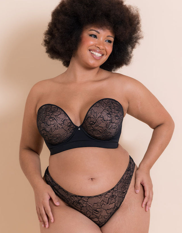 Curvy Kate Hey Girls Thong Black/Latte