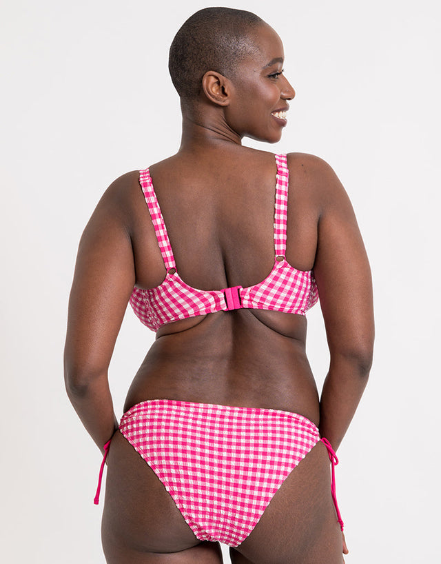 Curvy Kate Holiday Check Tie-Side Bikini Brief Raspberry Pink