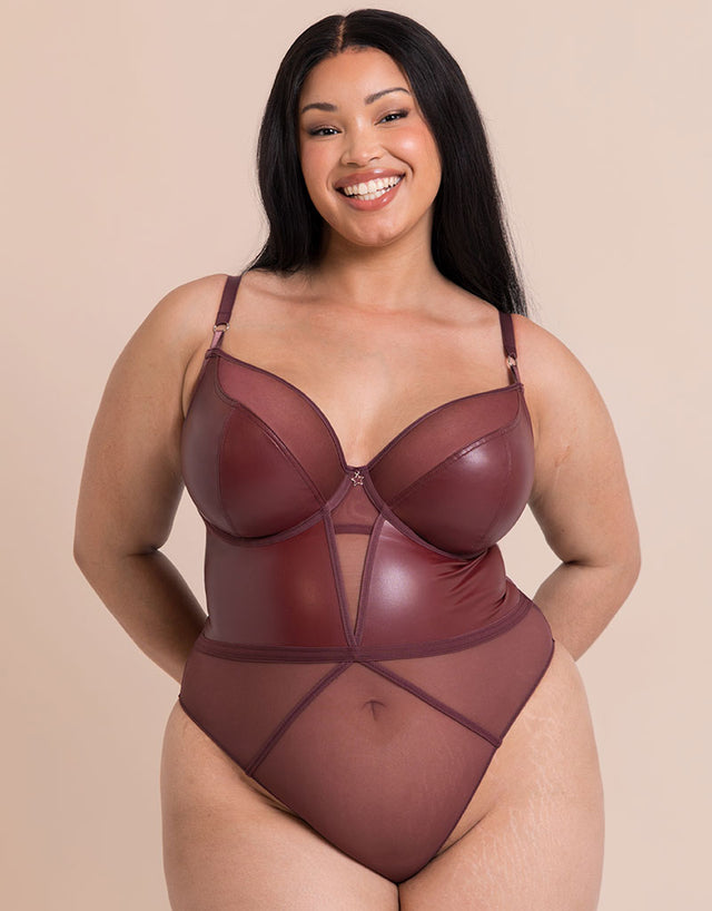 Curvy Kate Lucky Star Plunge Body Oxblood