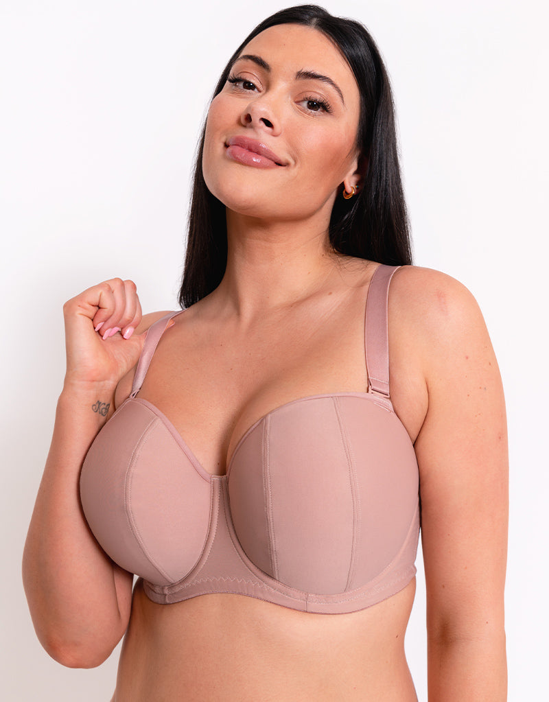 Latte-coloured underwired non-padded bra