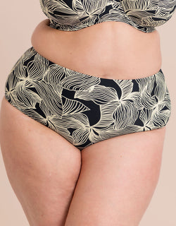 Curvy Kate Ripple Reef High Waist Bikini Brief Black Print