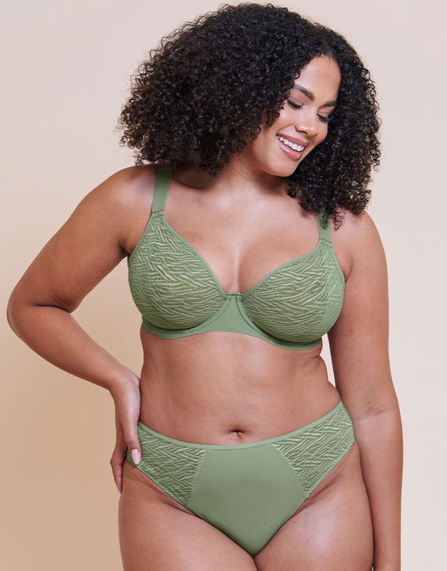 Curvy Kate Smoothie Lace Brazilian Brief Sage Green