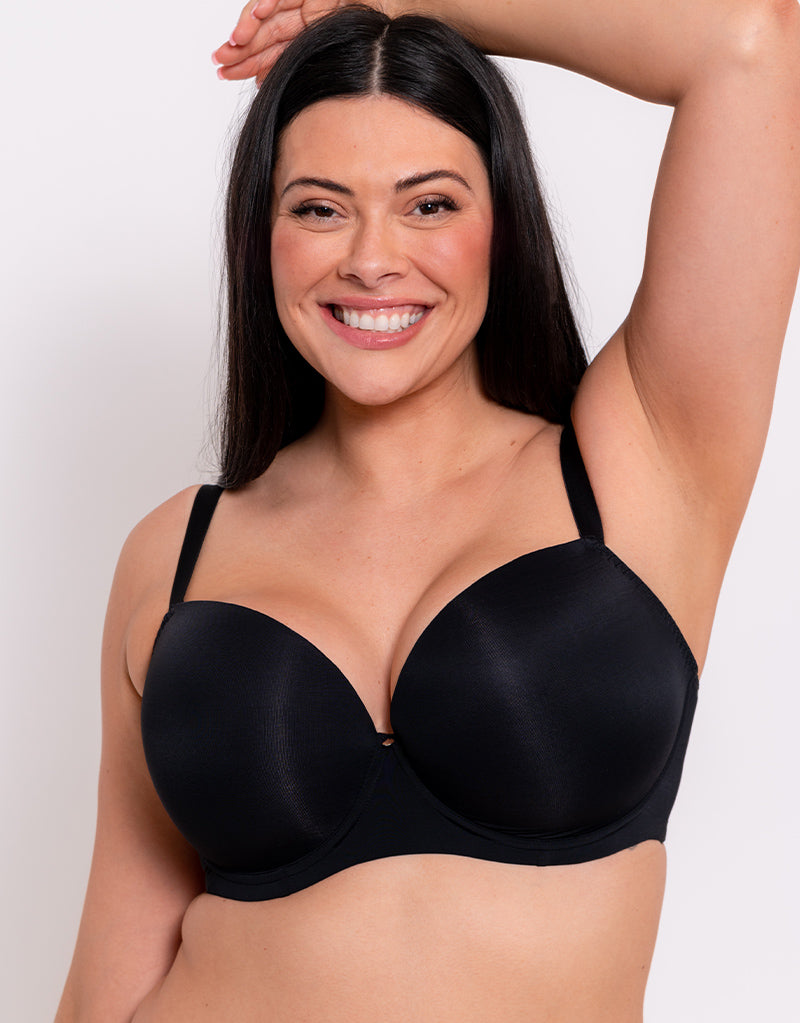 Catherines Full Coverage Smooth Bra Underwire Black Adjustable Plus Size  52DD