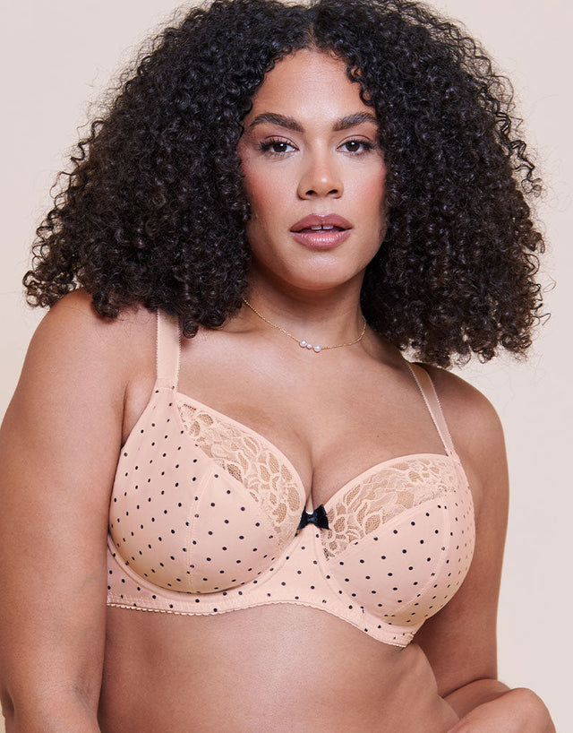 Curvy Kate Spellbound Printed Balcony Bra Cream Polka Dot Print