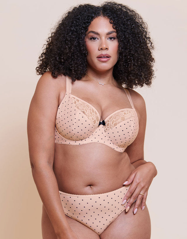 Curvy Kate Spellbound Brazilian Brief Cream Polka Dot Print