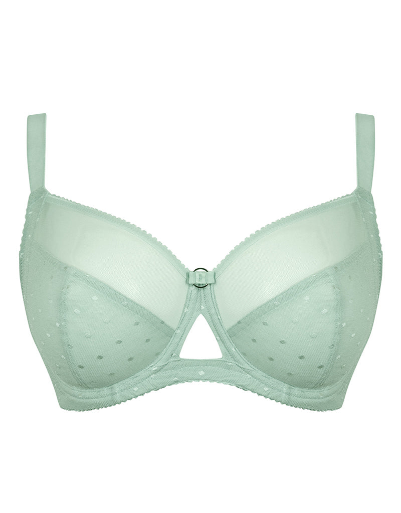 Plus Size Mint Green Stretch Lace Non-Padded Underwired Balcony Bra