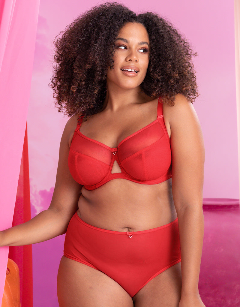 Curvy Kate Victory Balcony Bra Four Section Non Padded Balconette Bras  Lingerie Poppy Red at  Women's Clothing store