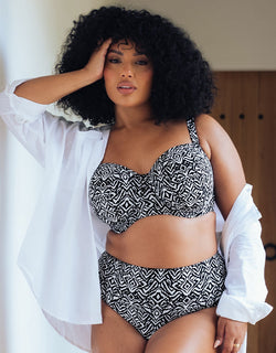 Curvy Kate Wild Horizon Bandeau Strapless Multiway Bikini Top Black Print