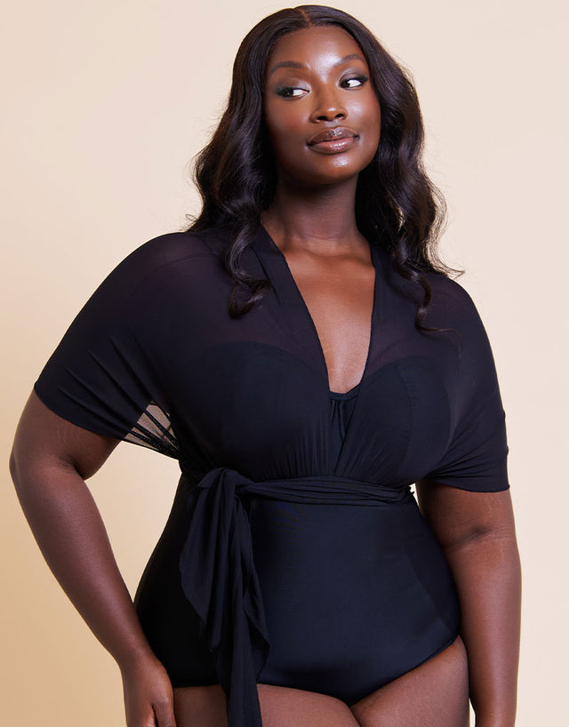 Curvy Kate Wrapsody Bandeau Strapless Multiway Swimsuit Black