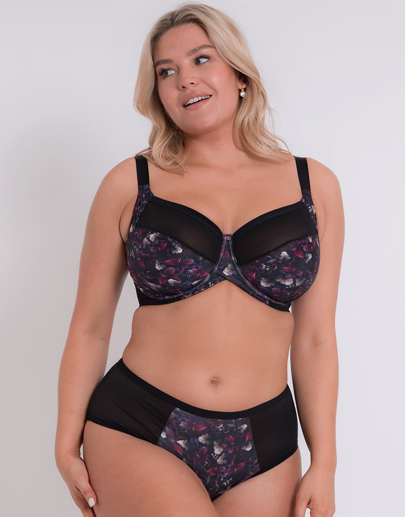 Catherines Smooth Underwire Full Coverage Eggplant Flower Print