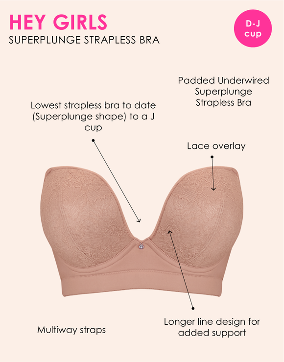 Curvy Kate Hey Girls SuperPlunge Strapless Multiway Bra Latte – Curvy ...