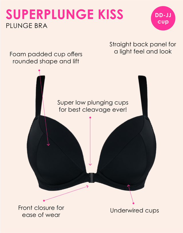 Curvy Kate Superplunge Kiss Padded Plunge Bra Black