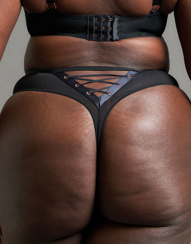 Scantilly Laced Up High Waist Thong Black
