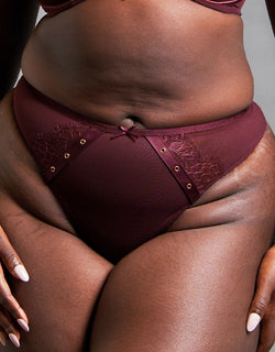 Scantilly Laced Up High Waist Thong Merlot