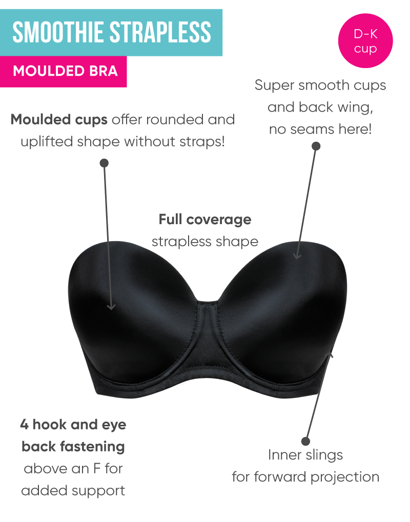 Buy BEN COMM Strapless Padded D Cup Bra (Size: 42, Black) at
