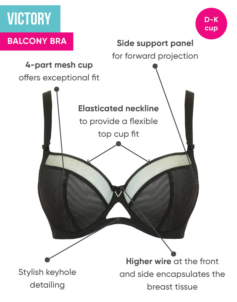 Curvy Kate Victory Amore Lace Balcony Bra (CK1002) 30D/Black/Rose :  : Clothing, Shoes & Accessories