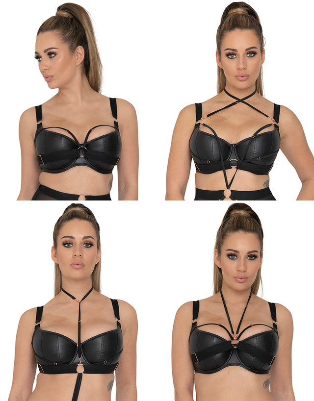 Scantilly Harnessed Padded Half Cup Bra Black