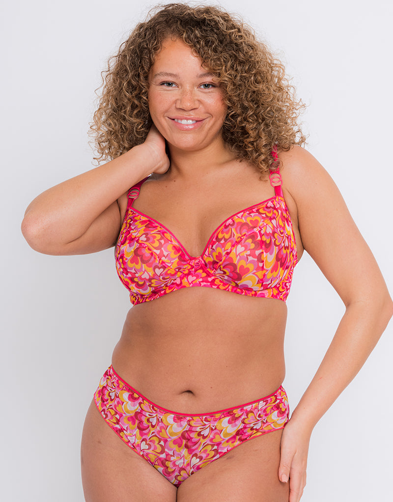 Buy A-GG Pink Two Tone Floral Underwired Bra - 34G, Bras
