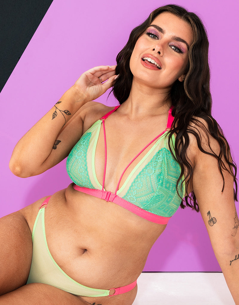 Curvy Kate In My Dreams Soft Cup Wire-Free Bralette - Mint/Pink