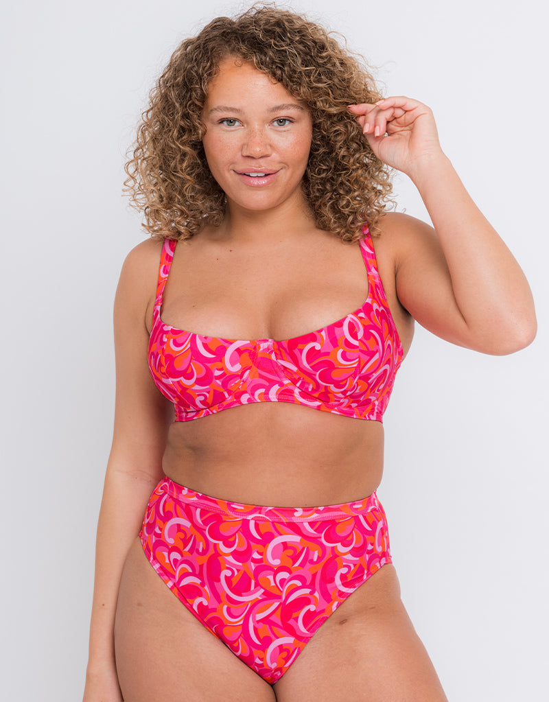 Retro Wave Bikini Top by Curvy Kate Swim, Pink