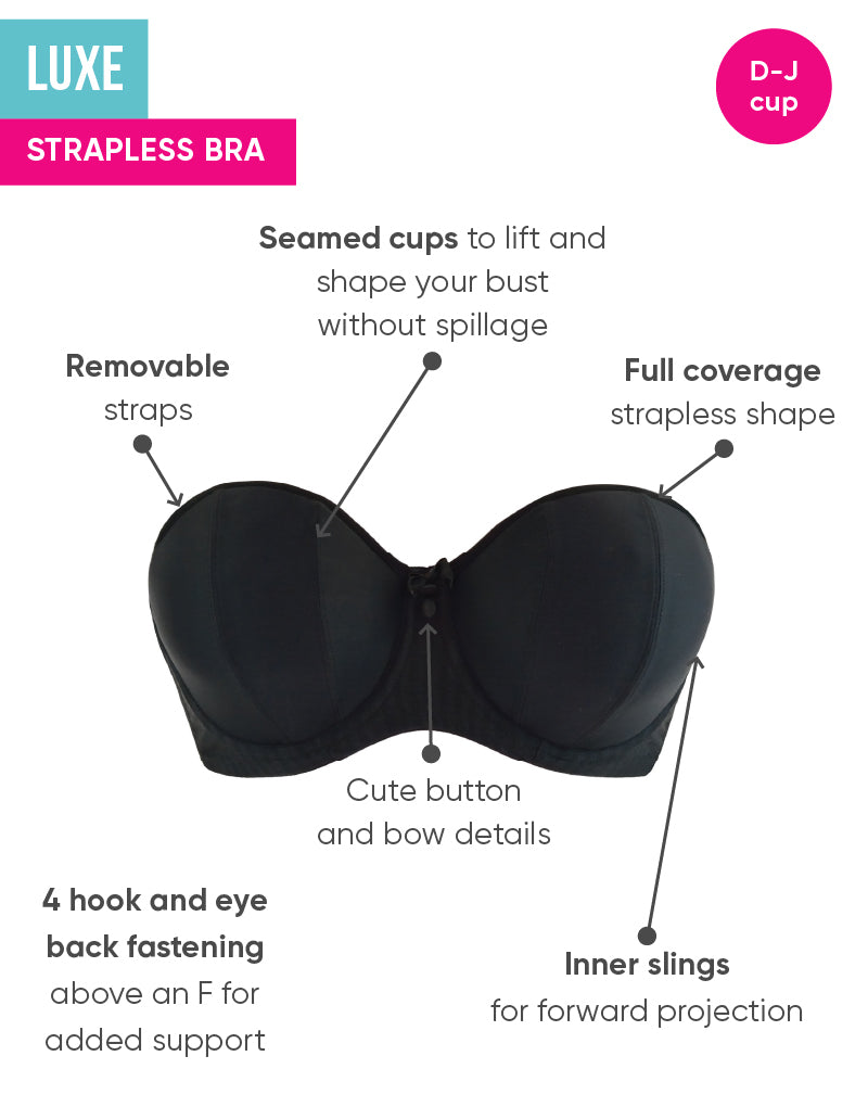 Women's black Strapless Bras Size 38D, Underwear for Women